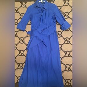 Massimo Dutti Long Poplin Dress with Side Knot Size S